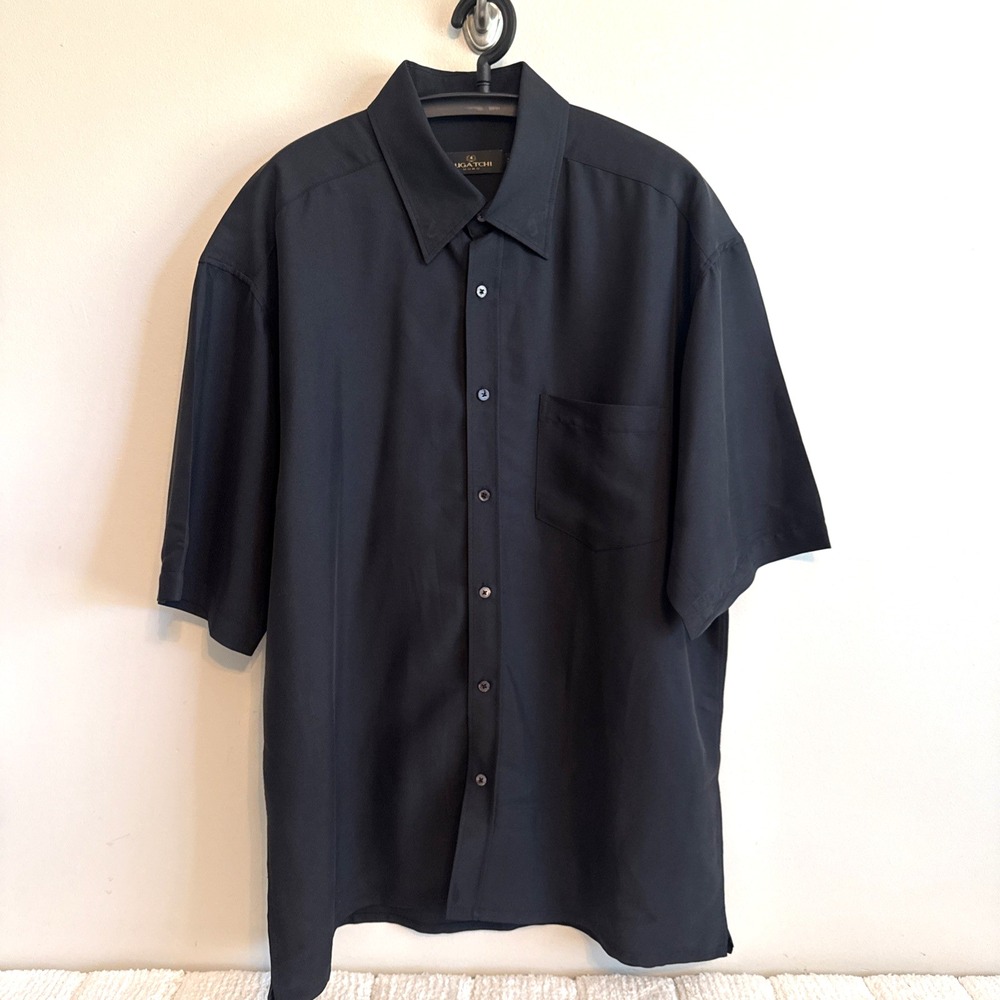 Bugatchi Uomo Mens Short Sleeve Button Down Shirt Size XL Preppy Luxury Soft